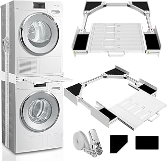 Kiss Core Washer Dryer Stacking Kit, Universal Washer Dryer Stacking Kit with Pull-Out Sliding Plate, Adjustable 29"-21" Stacking Kit for Washer and Dryer with Ratchet Strap