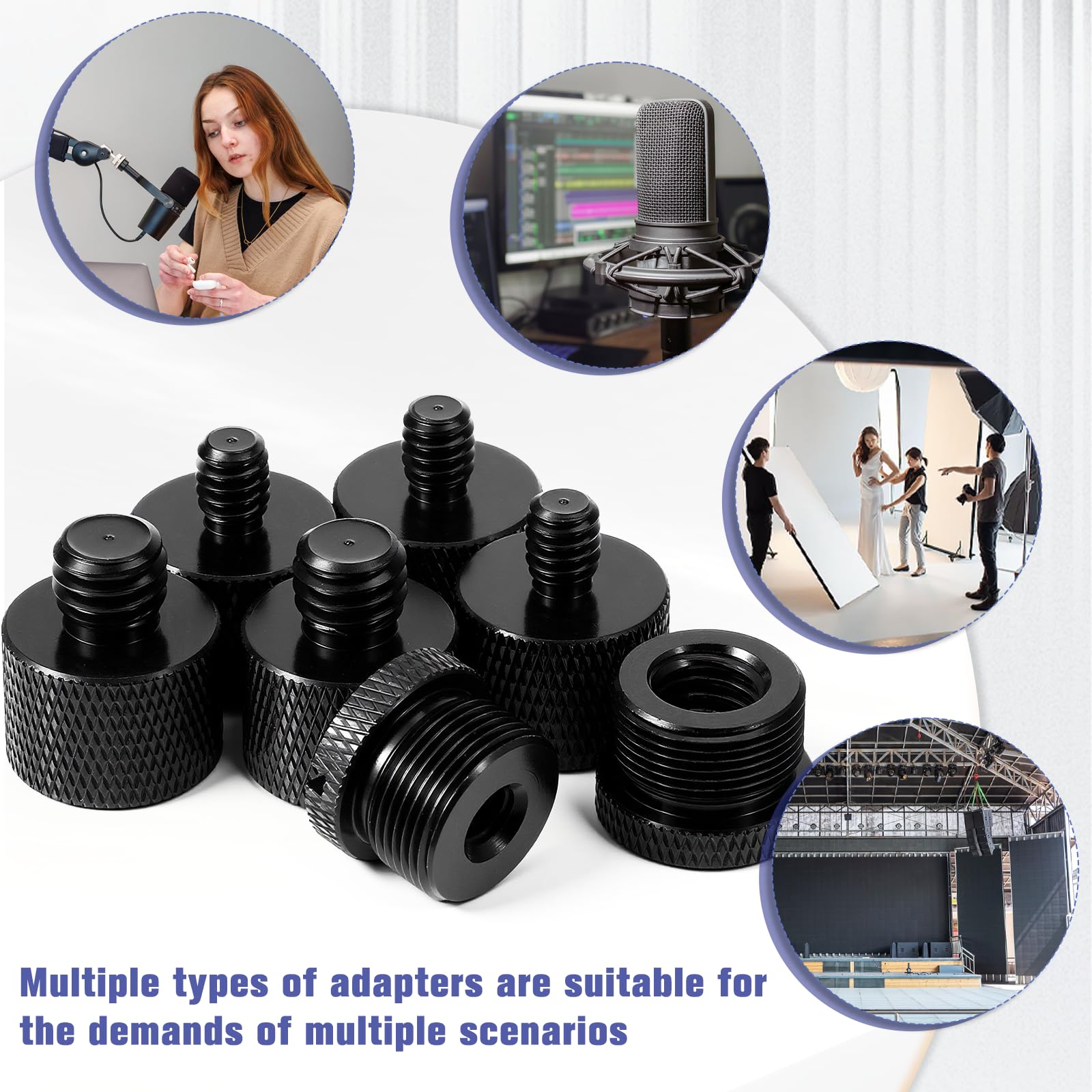 Zestaw 10 adapterów do mikrofonu, stojak 5/8" na 3/8", 3/8" na 5/8", 5/8" na 1/4", 1/4" na statyw mikrofonowy 5/8", adapter do statywów mikrofonowych, ramion i statywów do aparatu