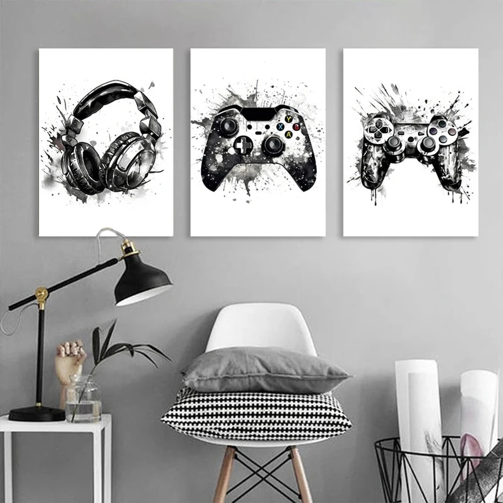 Décoration murale de chambre garçon avec triptyque de toile gaming - 8