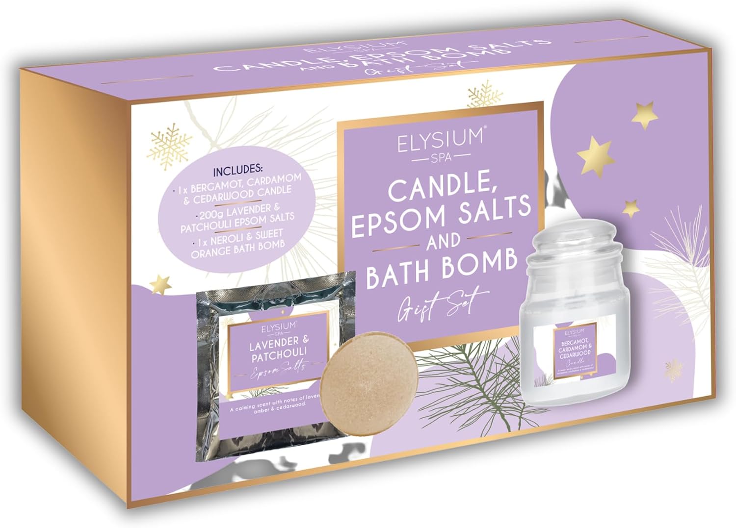 Elysium Spa Pamper Sets for Women Gifts Includes 1x Scented Candle