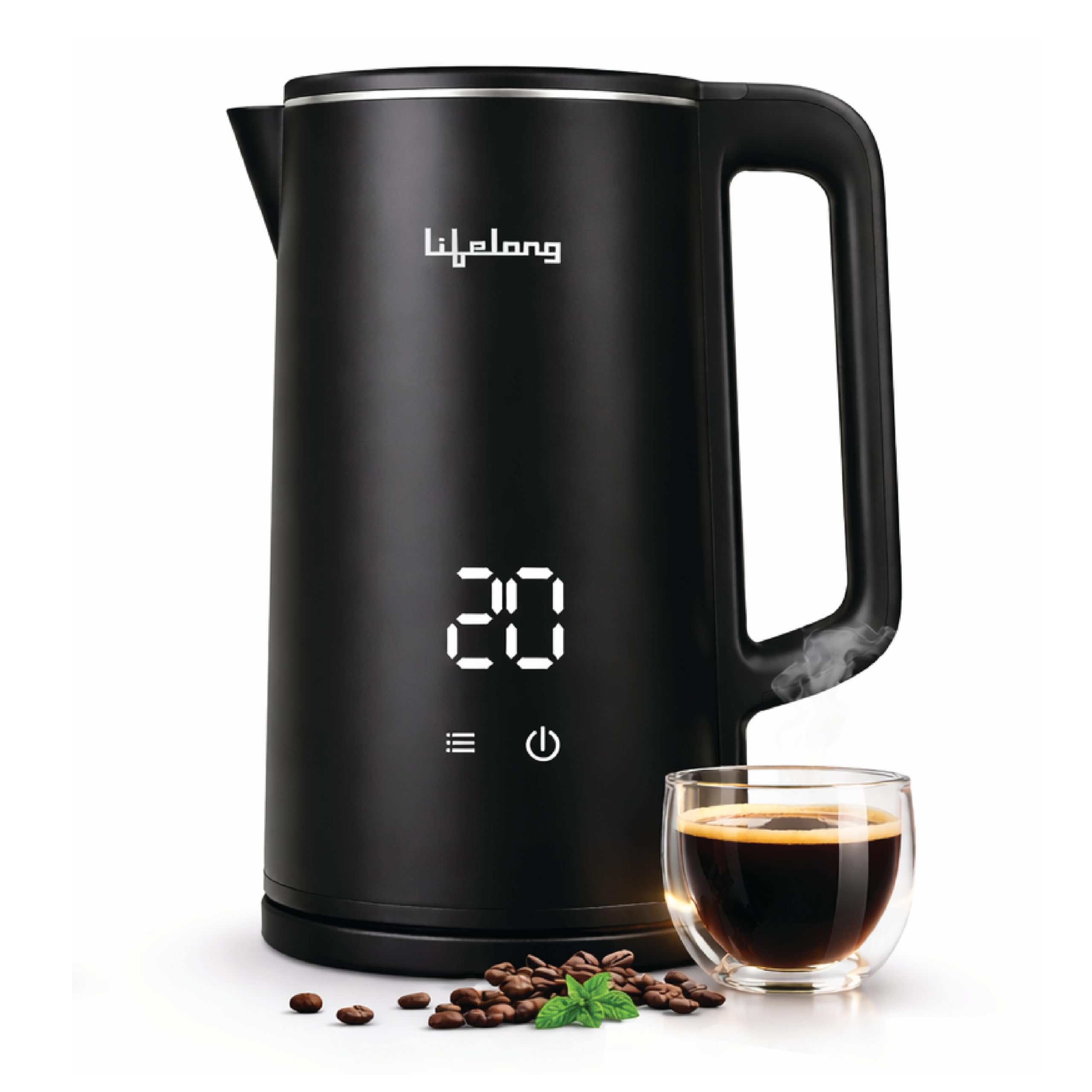Lifelong Electric Kettle 1.8L | 1350W with 4 Preset Modes & Live Temperature Display | Elegant Cool Touch Design, 360° Swivel Base | Fast Boil, Auto Shut-Off, Overheat Protection (Black, LLDEK02)-image-13