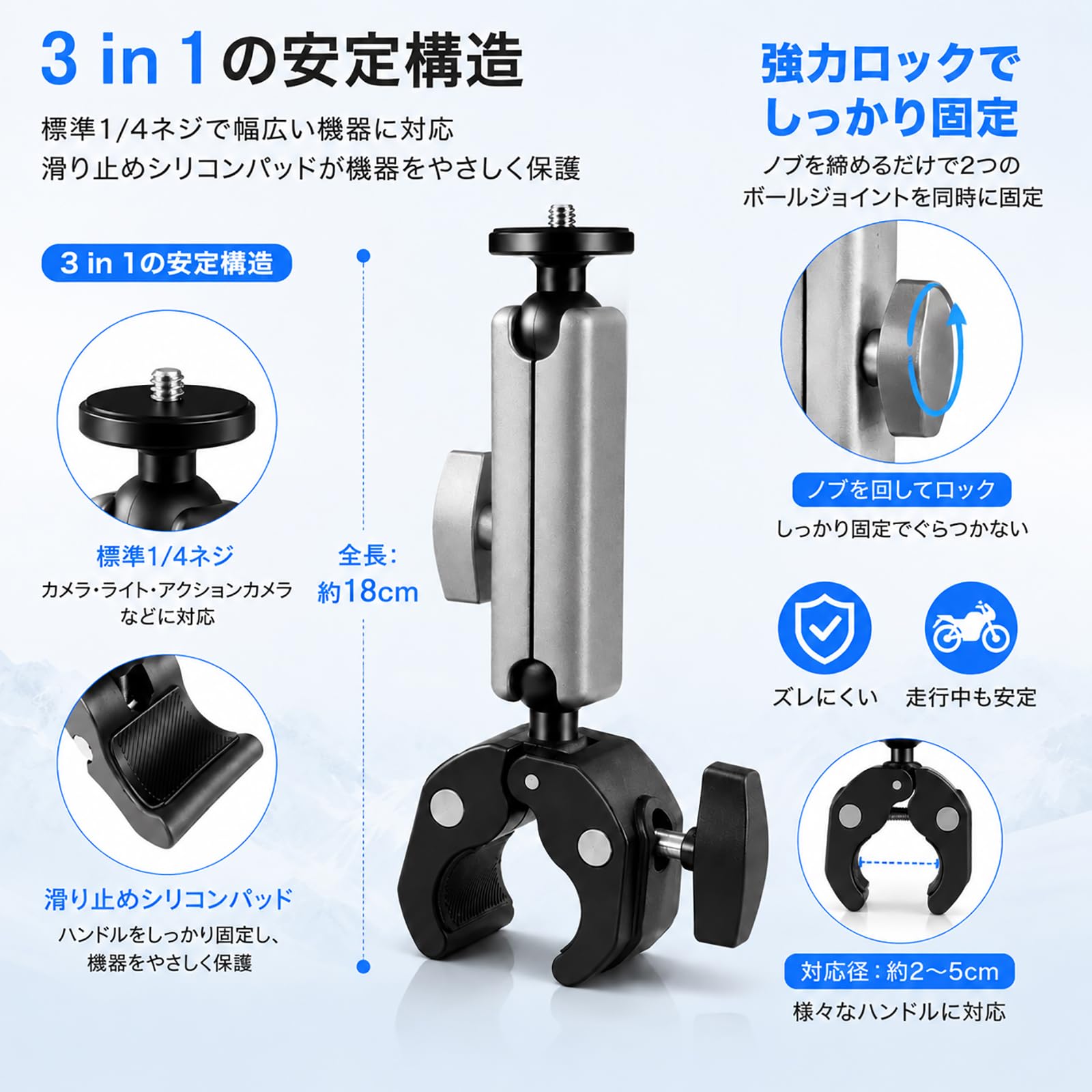 Amazon.co.jp: PULUZ GoPro用スーパークランプマウント 1/4 ネジ付き