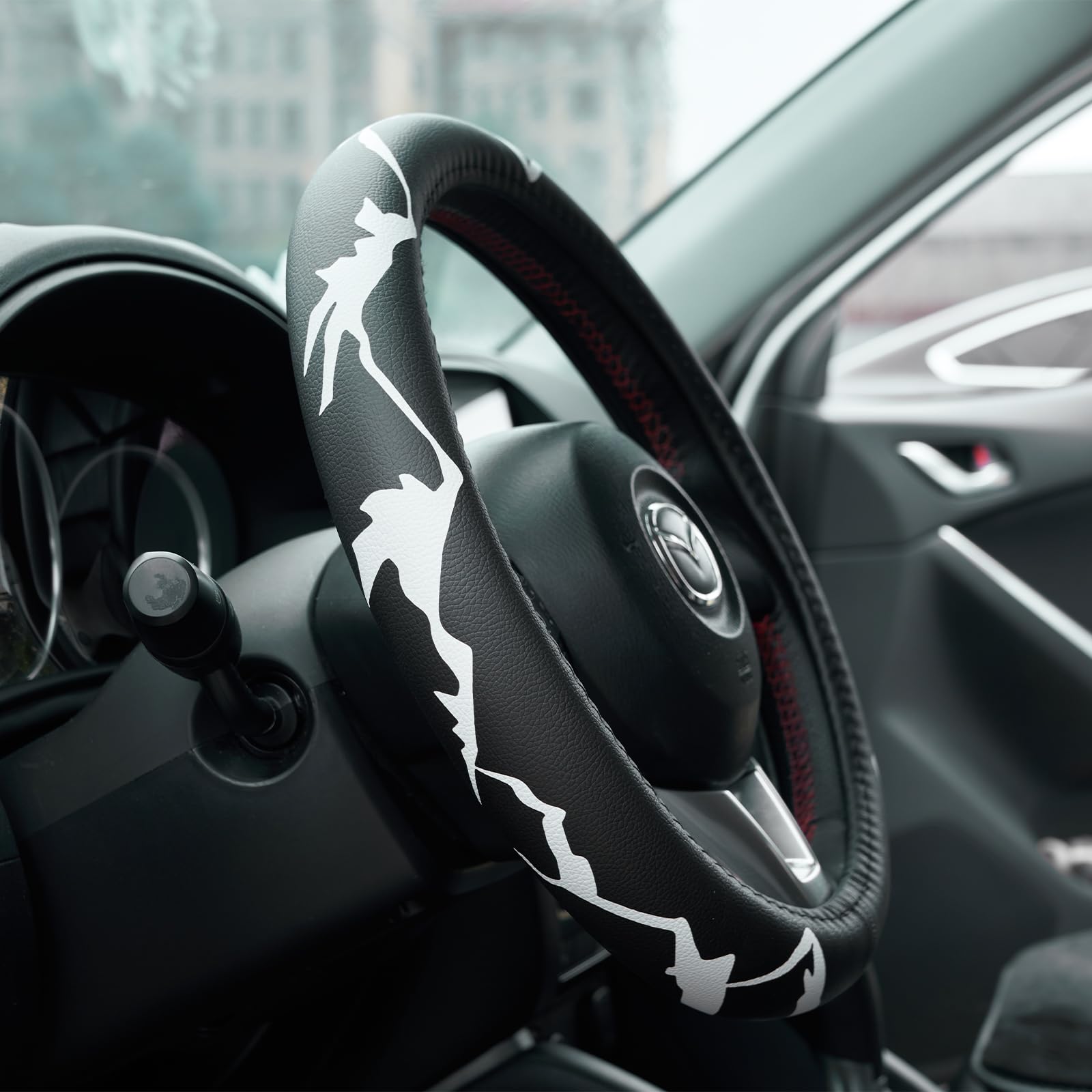 Mountains, Adventure, Outdoors, Camper, Hiking, Mountain Car Leather Steering Wheel Cover - 15-inch Universal Microfiber- Soft & Breathable & Silicone Anti Slip Auto Steering Wheel Wrap