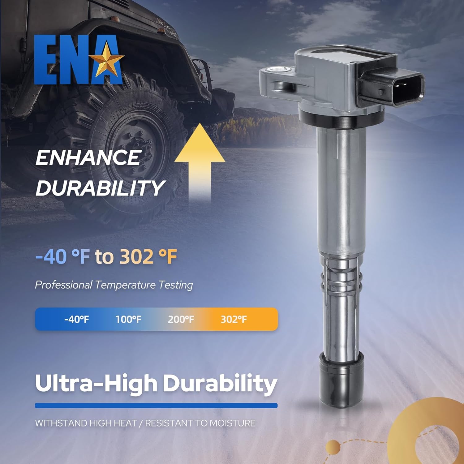 ENA Set of 4 Ignition Coil Pack 2.0L 2.4L V4 Compatible with Honda Acura Element CRV Civic Accord RSX CSX S2000 2002 2003 2004 2005 2006 2007 2008 2009 2010 2011 Coils for UF311 UF583 C1382