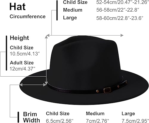 Miniatura 2 de Sombreros Fedora de ala ancha para mujeres y hombres, sombrero de vestir de dos tonos, sombrero de fieltro de Panamá en dos tamaños Audlt