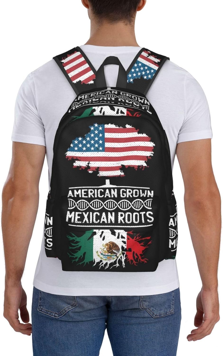 American Mexican Mexico Flag Mexican Roots Laptop Backpacks Double Shoulder Laptop Pack Bag Casual Back Pack Lightweight Daypack Bags With Side Pockets For Business Travel Hiking - Image 7