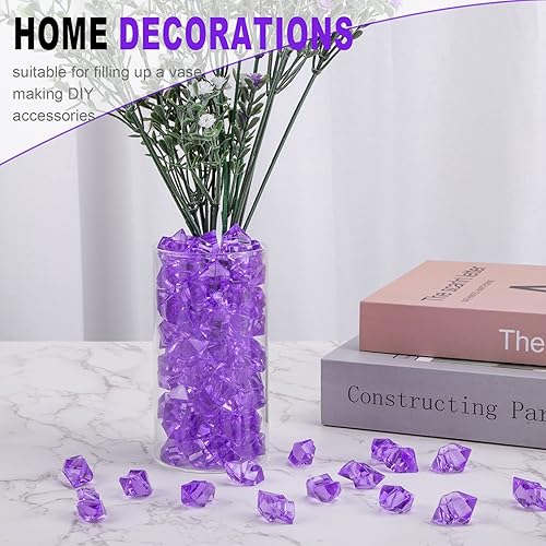 Miniatura 3 de DomeStar - Piedras de hielo falsas y trituradas, 150 unidades de cubos de hielo de plástico acrílico, moradas, con diamantes de imitación, para