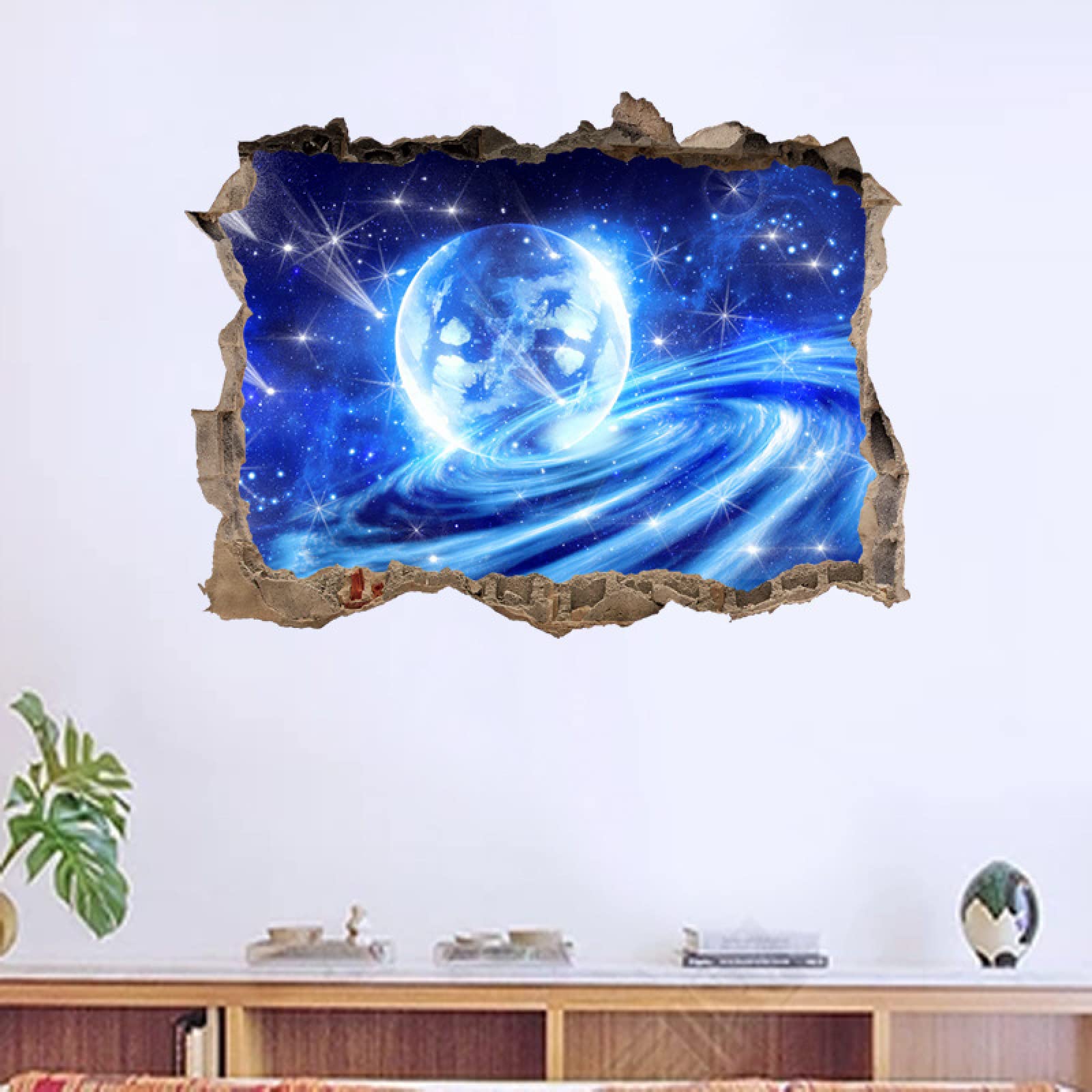 Planeta Calcomanía Rota 3D, Espacio Adhesivo Extraíble De Vinilo Para Despegar Y Pegar, Universo Tatuaje De Pared Niñas Niños Dormitorio Guardería Habitación Decoración Para El Hogar 75x113cm