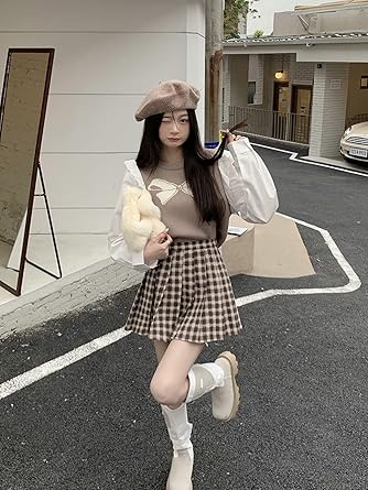 Lumignon ルミニョン　ハイウエスト　千鳥柄スカート セール】千鳥格子柄Aラインミニスカート（スカート）｜IRADOWL
