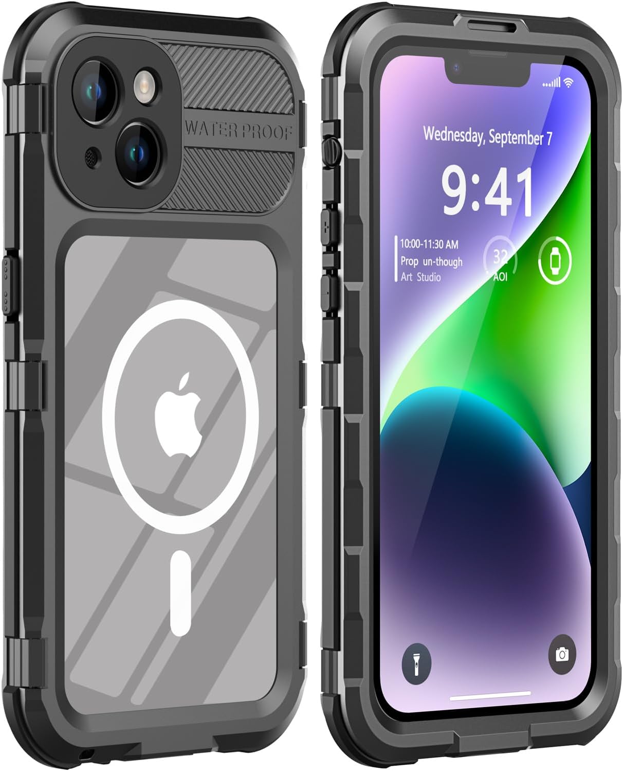 LOVE BEIDI Design for iPhone 14 Plus Case Waterproof, Dustproof Shockproof Waterproof Case for iPhone 14 Plus, Metal Full Body Protective Phone Case for iPhone 14 Plus 6.7 inch Black