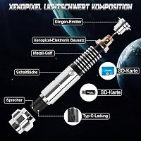 Atexbser Xenopixel Fénykard - Luke Stílusú Fém Markolatú Fénykard Mozgásérzékelővel, 34 Hangfonttal, 16GB SD Kártyával, 16 RGB Színnel, 114c 2