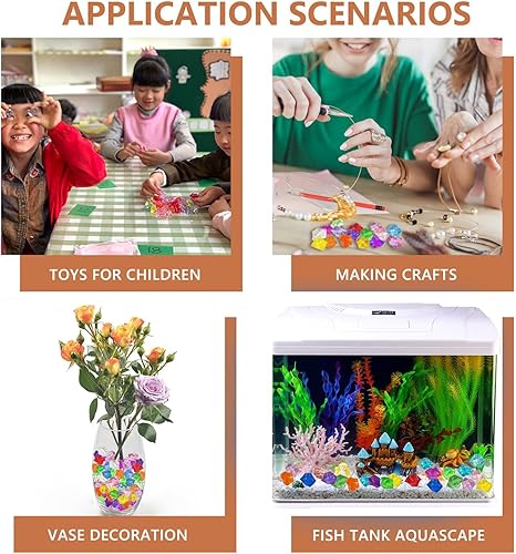 Miniatura 7 de LYFJXX Hielo falso, 0.630 x 0.866in, 250 unidades, cubos de hielo falsos dorados, cubos de hielo acrílicos, rocas transparentes, diamantes falsos,