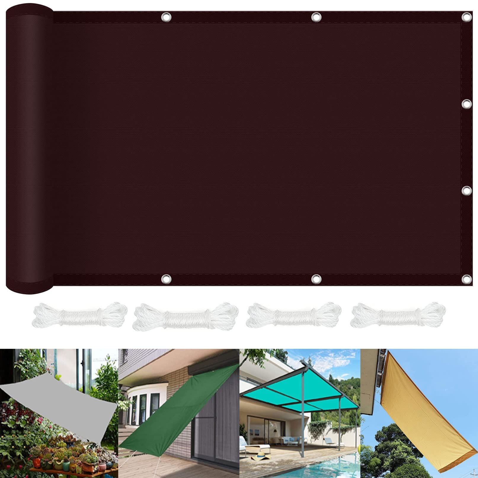 Voile d'ombrage rectangulaire étanche 1,2x3,2 m vin rouge pour terrasse