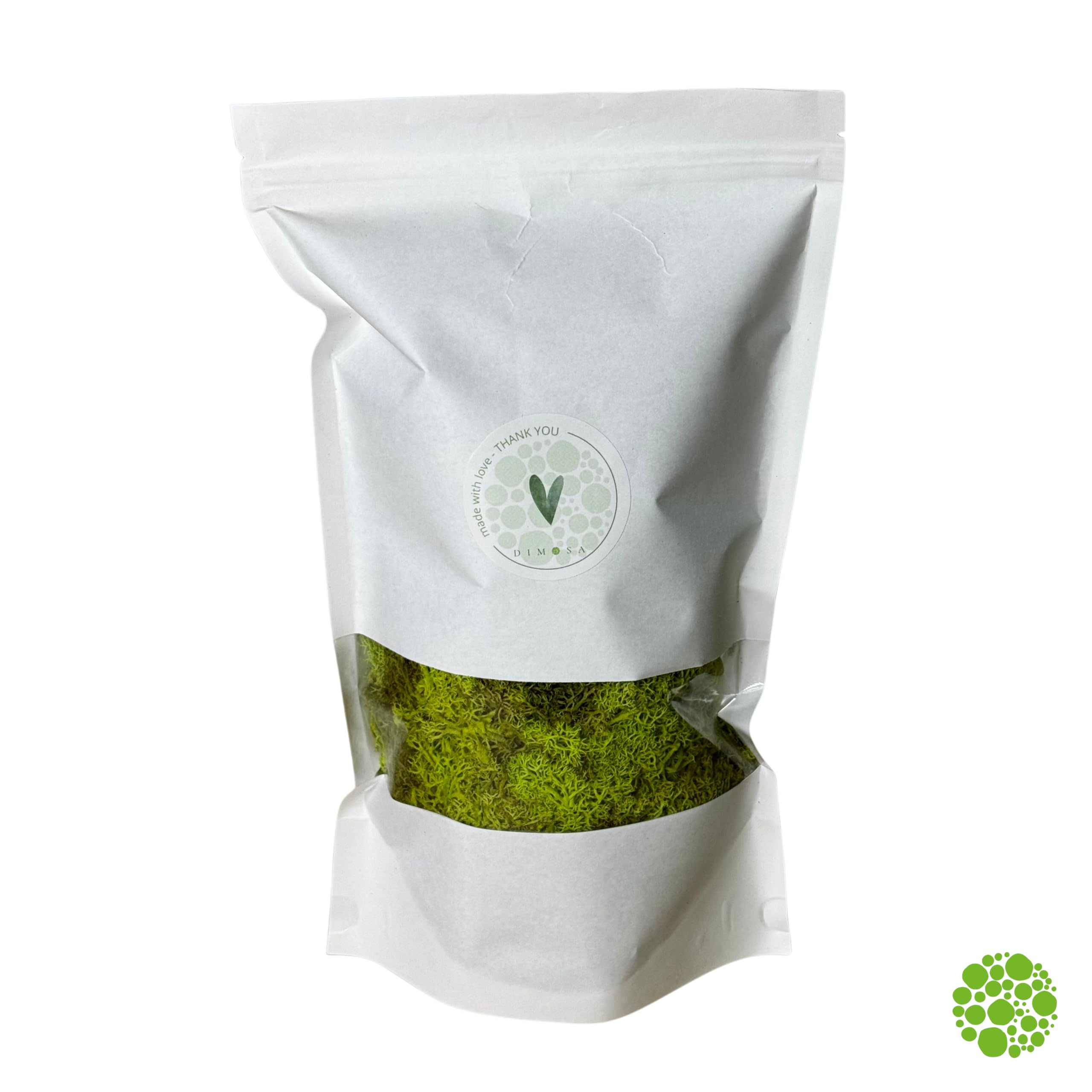 DIMOSA Stabilisiertes Moos, Dekormoos | 13 Farben | 250 g / 500 g / 1000 g, stabilisiertes Rentiermoos für Dekoration, Dekoration oder Modellbau (Hellgrün, 500g)