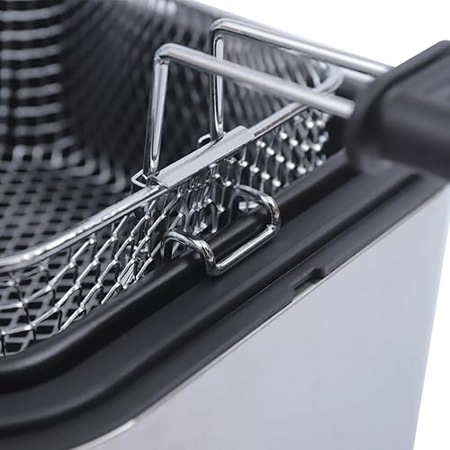 Miniatura 6 de Freidora eléctrica con cesta, freidora de acero inoxidable de 1000 W, capacidad de aceite de 2.5 L, capacidad de aceite para papas fritas,