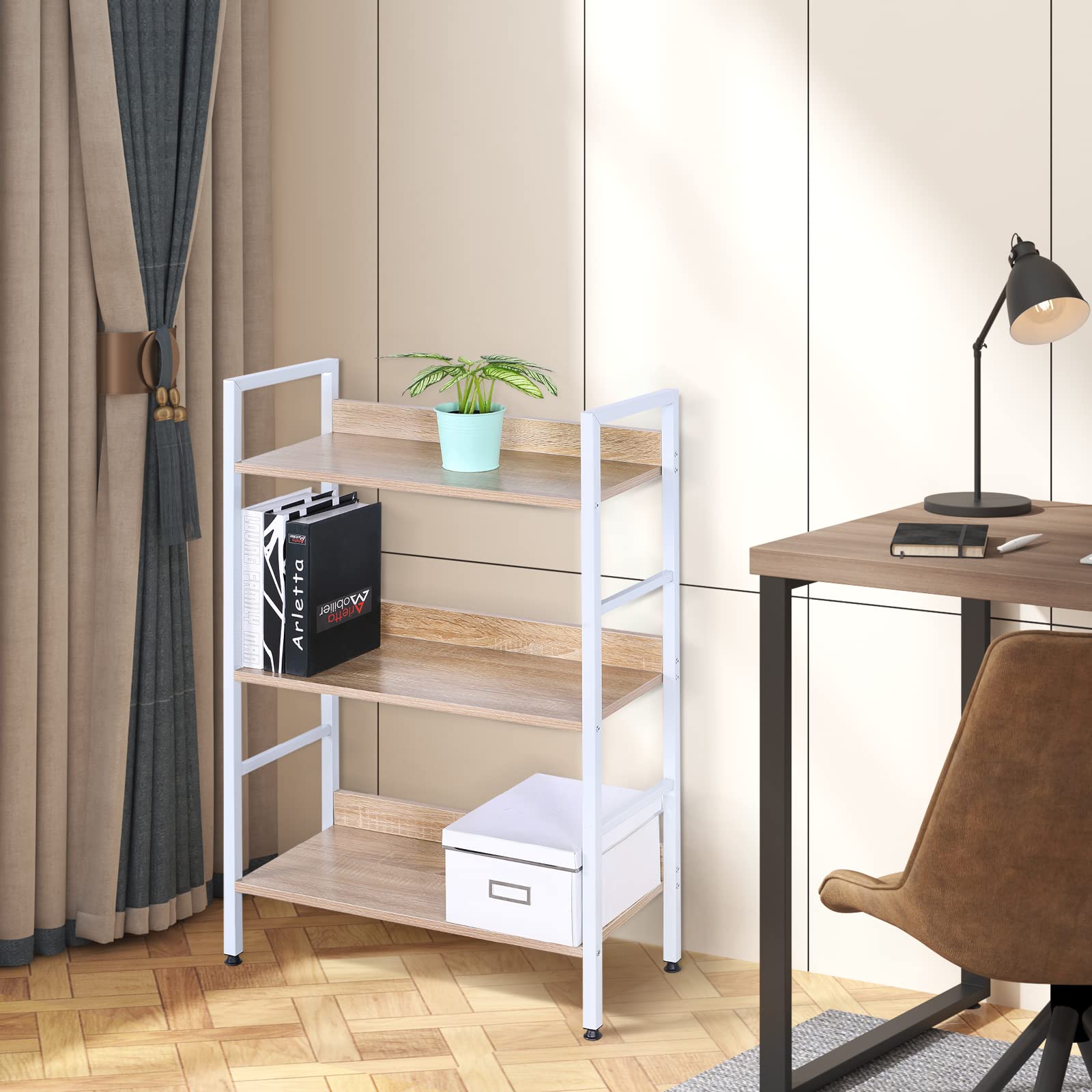 Amazon｜WOLTU ディスプレイラック オープンラック 木製 スチール脚