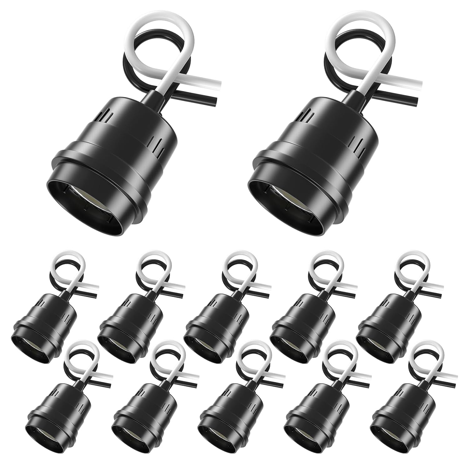 12 Pcs Light Bulb Socket E26 Lamp Socket Black Pigtail Lamp Holder