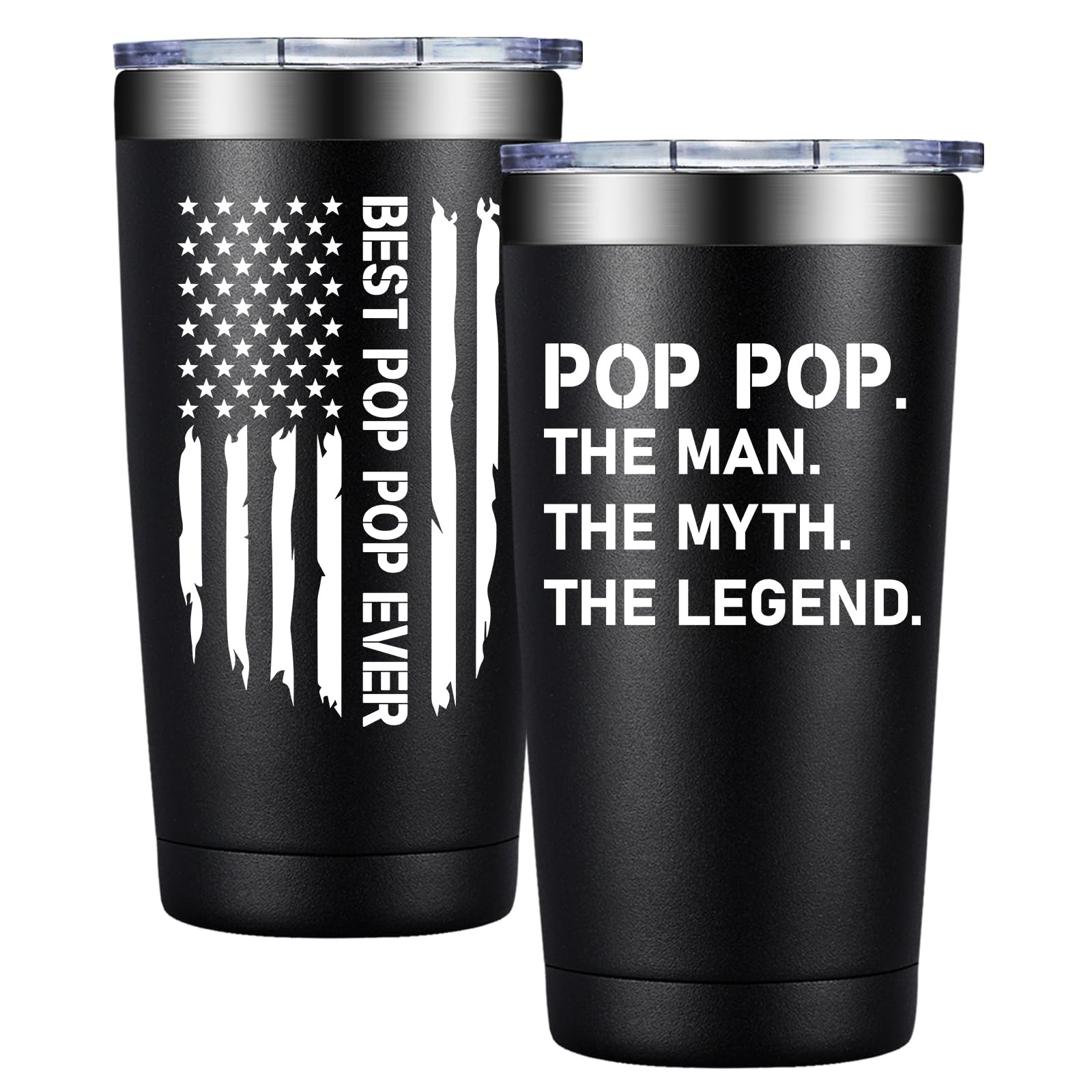 BIRGILT Pop Pop Gifts from Grandkids - Poppop Fathers Day Gift - Best Poppop Ever Gifts for Birthday, Christmas - Pop Pop Tumbler 20oz