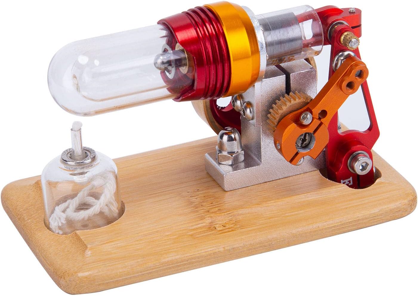 Generic ENJOMOR Hot Air Stirling Engine Kit, Mini Free Piston Stirling Engine External Combustion Engine STEM Physical Model Set for Kid & Adult, 11 x 6.5 x 6.5cm