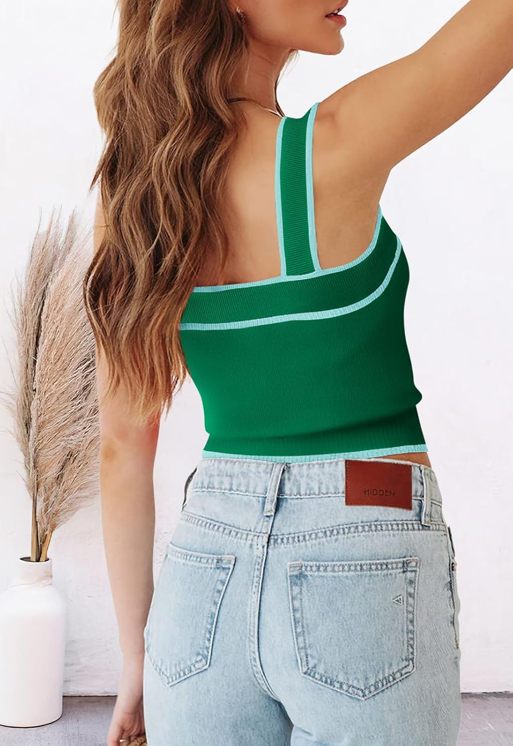 NALANISA Women's Trendy Summer Square Neck Crop Tank Tops 2026 Casual Color Block Knit Sleeveless Slim Fit Y2k Cami Shirts - Image 6