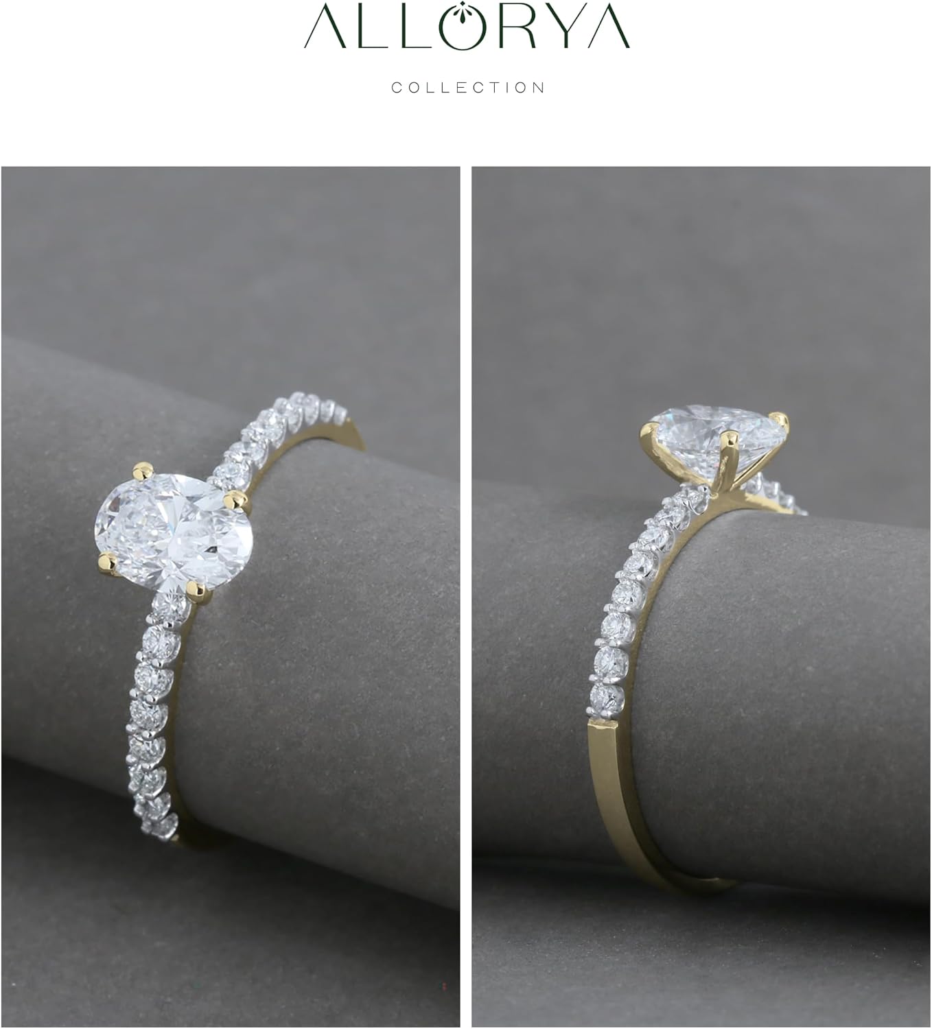 14K Solid Gold Solitaire Engagement Ring for Her with Lab-Grown White Diamond