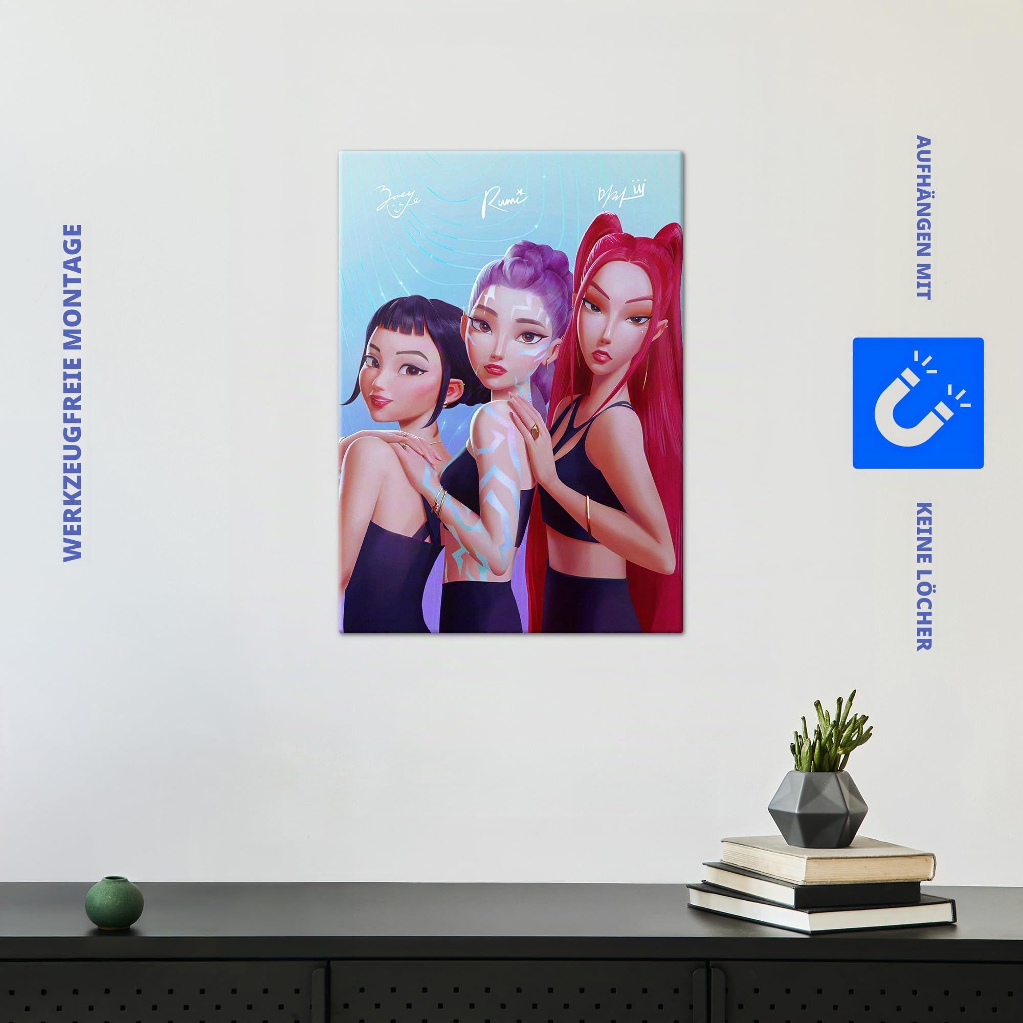 Displate Metallposter KPop Demon Hunters Wandbild - Icons of the Screen - HUNTR/X Girls Signatures - Kpop Geschenk - Premium Wanddekoration Wand Deko Wohnzimmer Film Poster - 32 x 45 cm
