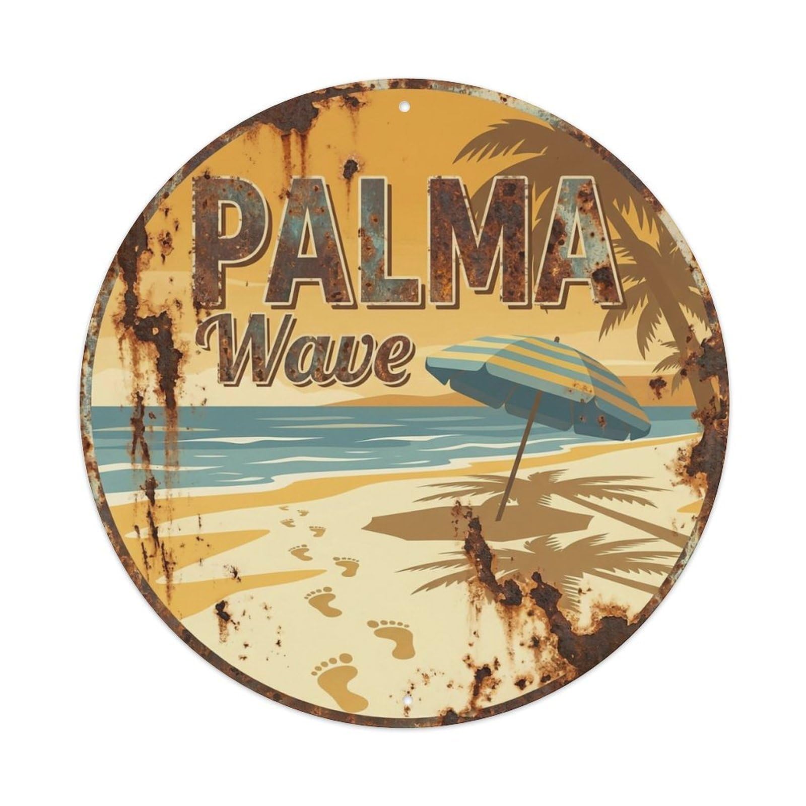 Vintage Travel Palma Spain Sand Metal Tin Sign
