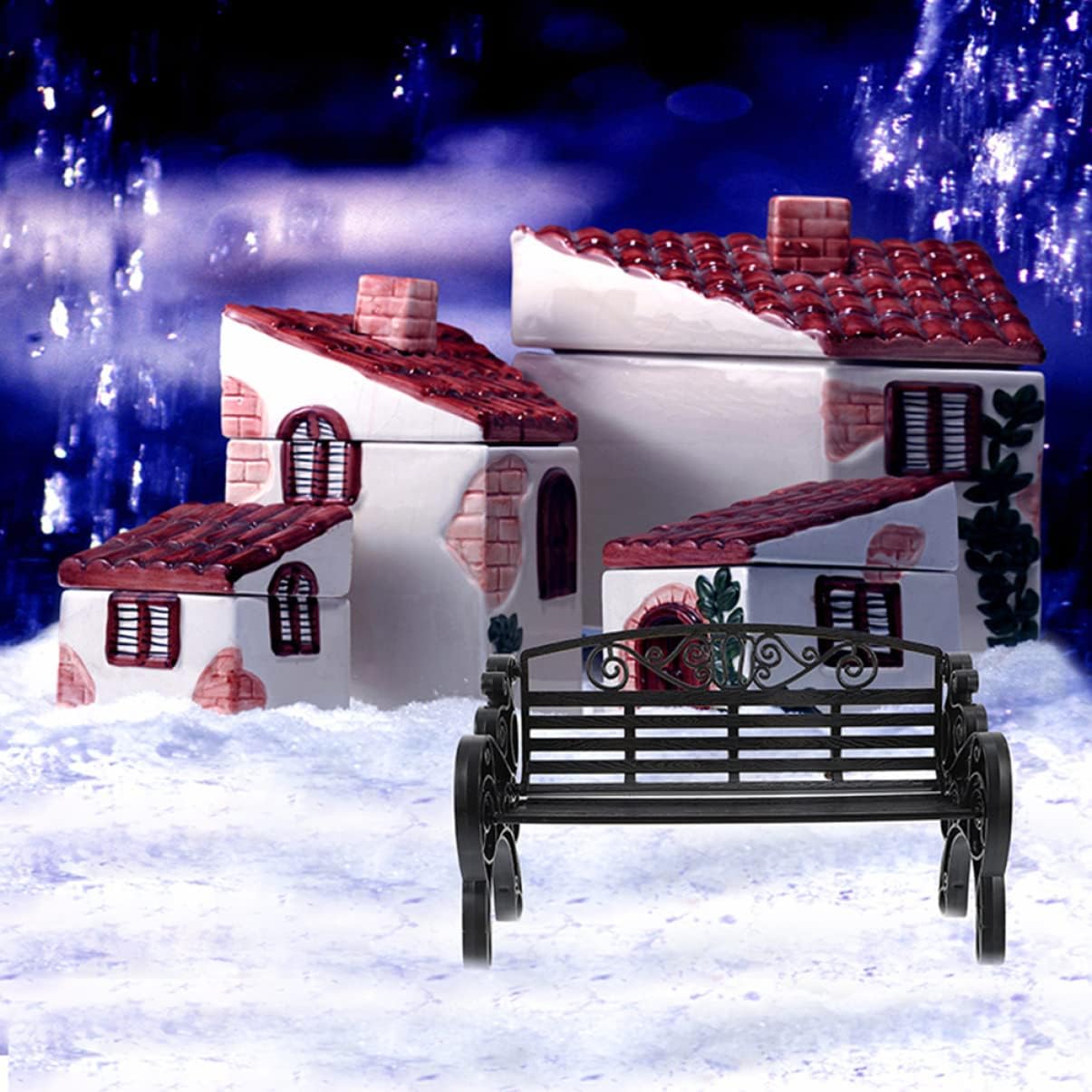 jojofuny 2Pcs Miniature Park Bench Models, Black 1:12 Dollhouse Furniture, Realistic Mini Outdoor Bench Decor for Dollhouse, Micro Landscape, Photography Props, Garden and Patio Display for Collectors
