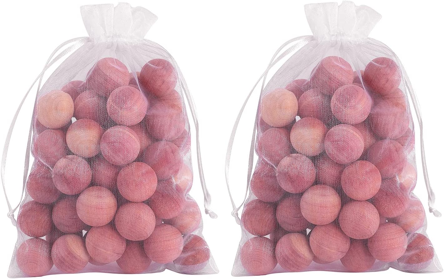 Cedar Balls for Closets and Drawers, Red Cedar Balls for Clothes Storage 60PCs with 2 Satin Bags