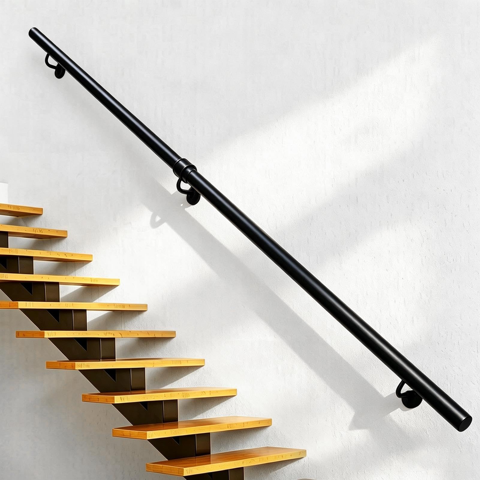 Handlauf für Treppen, schwarzes industrielles Metall-Treppengeländer, an der Wand montierter Haltegriff für ältere Menschen, Sicherheitshandlauf für Home Villa Loft(360cm)