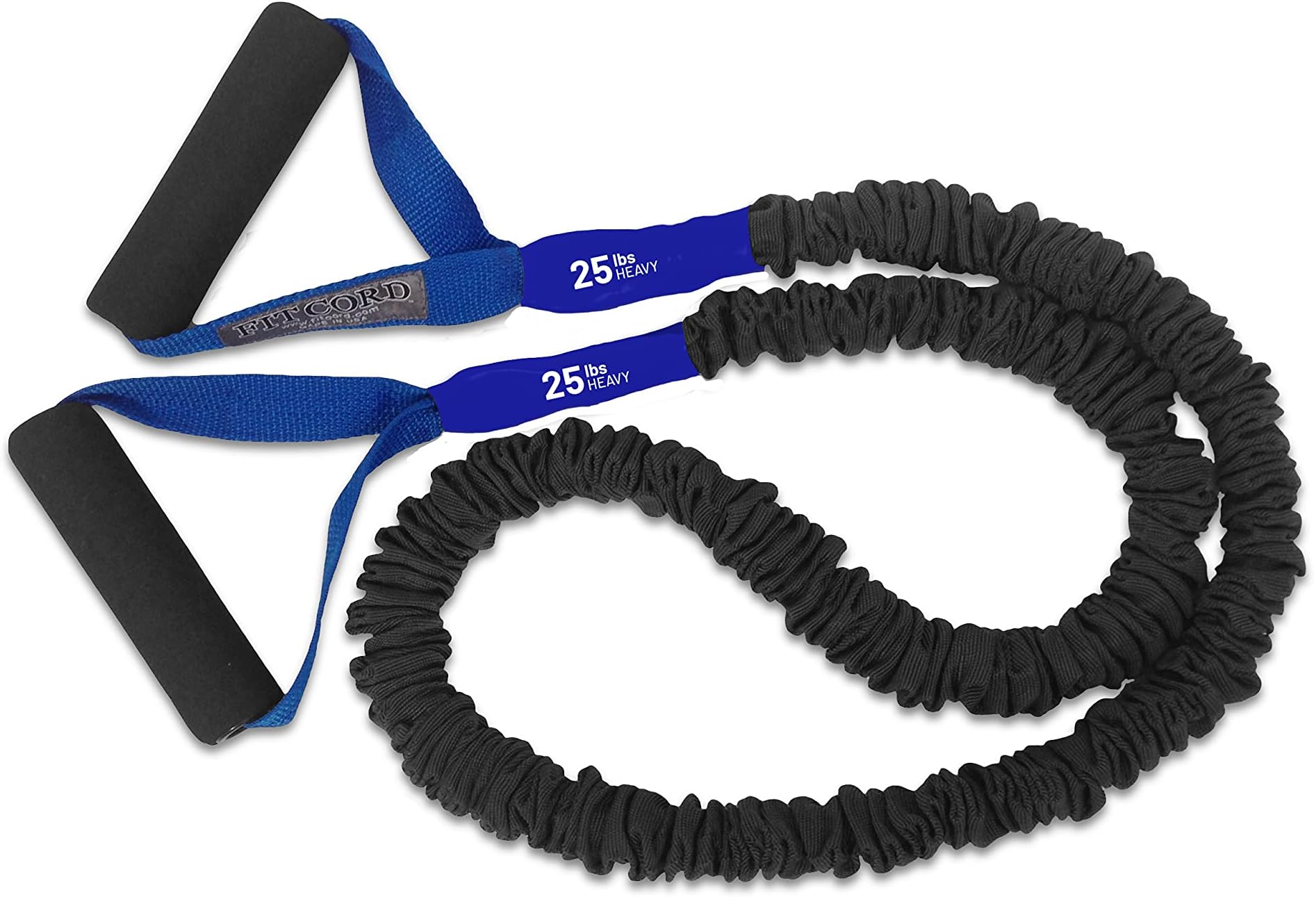 25 lbs Resistance Band - 4ft Covered Exercise Cord for Home & Gym, Great for HIIT Exercises, Muscle Performance, American Made with Handles- Blue-by FitCord
