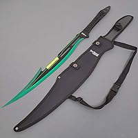 Vista 2 de Machete de fantasía de 27 pulgadas. Cuchillo de hoja fija. Hoja de acero inoxidable 440. Para colección, regalo, camping, deportes al aire libre