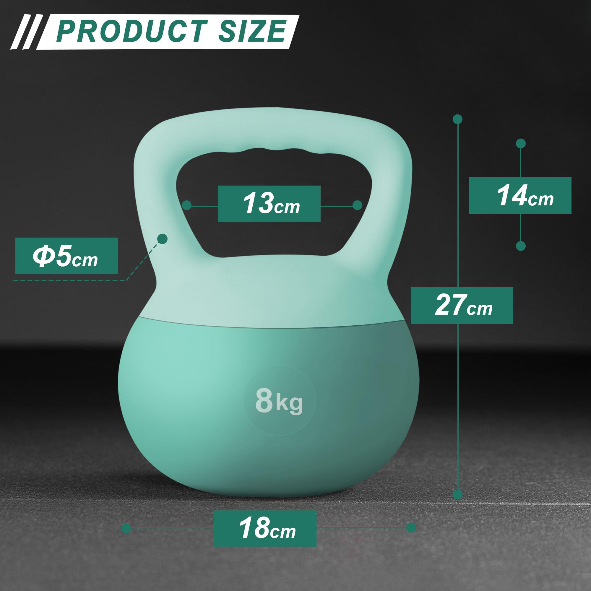 soges Kettlebell aus weichem PVC, gefüllt mit Eisensand, mit breitem, rutschfestem Griff, Krafttraining und Fitness, Training zu Hause und im Fitnessstudio