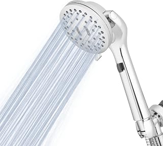 ShowerCare Pivoting Hand Held Shower Head, Chrome - Five Modes Including PowerPulse Therapeutic Massage - 180-Degree Rotation, Eight ft. Metal Hose