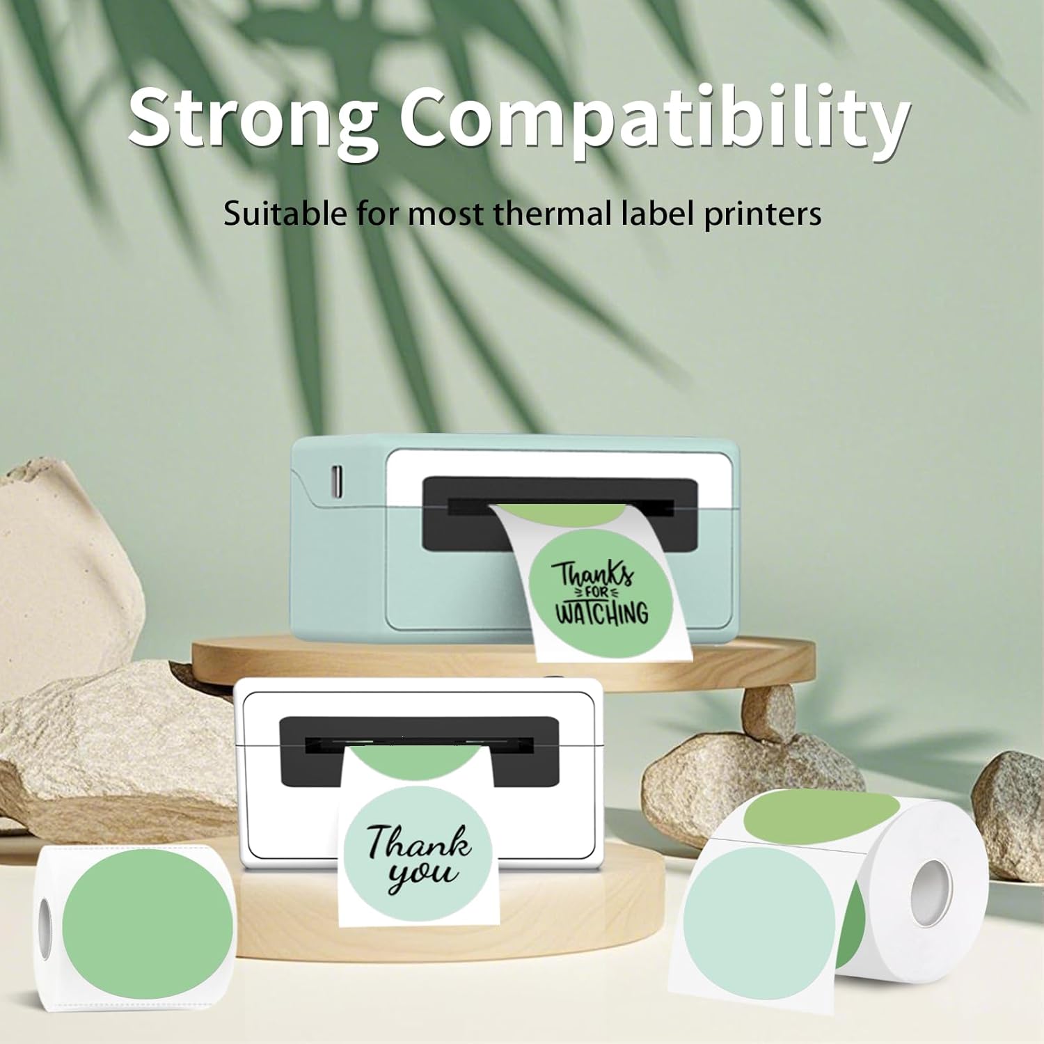 Thermal Label,3 Inch Green Gradient Round Thermal Printer Sticker,Self-Adhesive Round Direct Thermal Labels,Thermal Stickers for DIY Logo Design,Name Tag (300 Labels/1 Roll) - Image 4