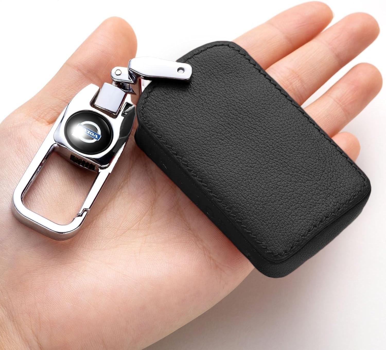 Car Key Fob Case, for Caps Compatible with 2016 2017 2018 2019 2020 2021 XC90 XC60 S60 S90 XC40 Series Key Fob Case Cover Accessories Covers for Car Keychains (3Button) Style B: Black - Image 4