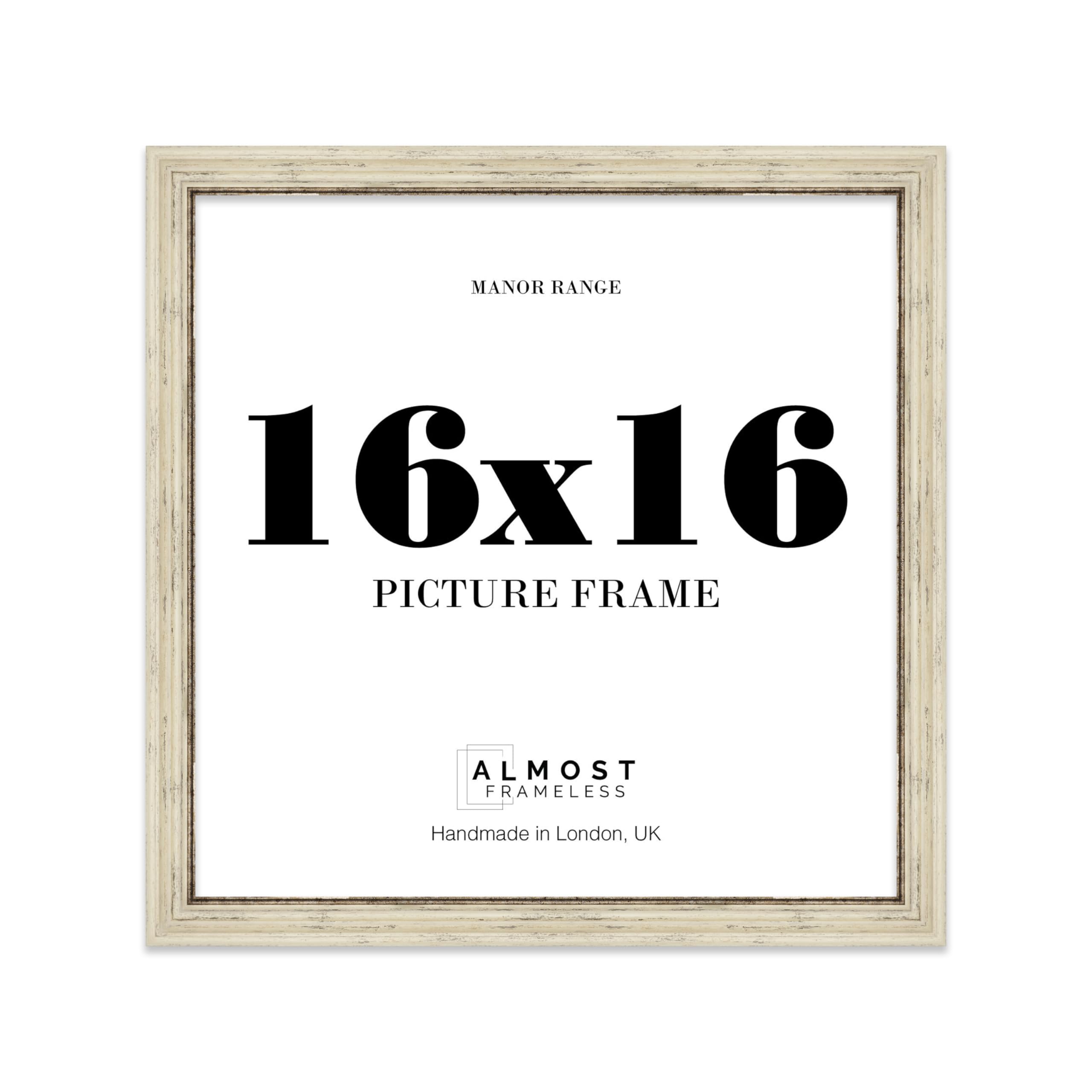16x16 Picture Frame, Display 16x16 Pictures (40.6 x 40.6cm) - Distressed Cream Bold 42mm Edge Gallery Wall - 1 Pack