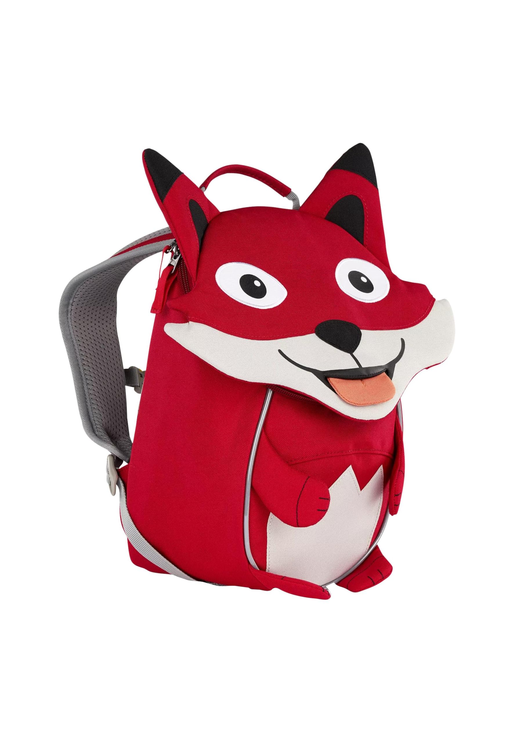 Affenzahn Kinderrucksack Kleiner Freund Fuchs - Rot | Ergonomischer Kindergarten-Rucksack für Kinder von 1 bis 3 Jahren mit Reflektoren, Ziehzunge und Namensschild