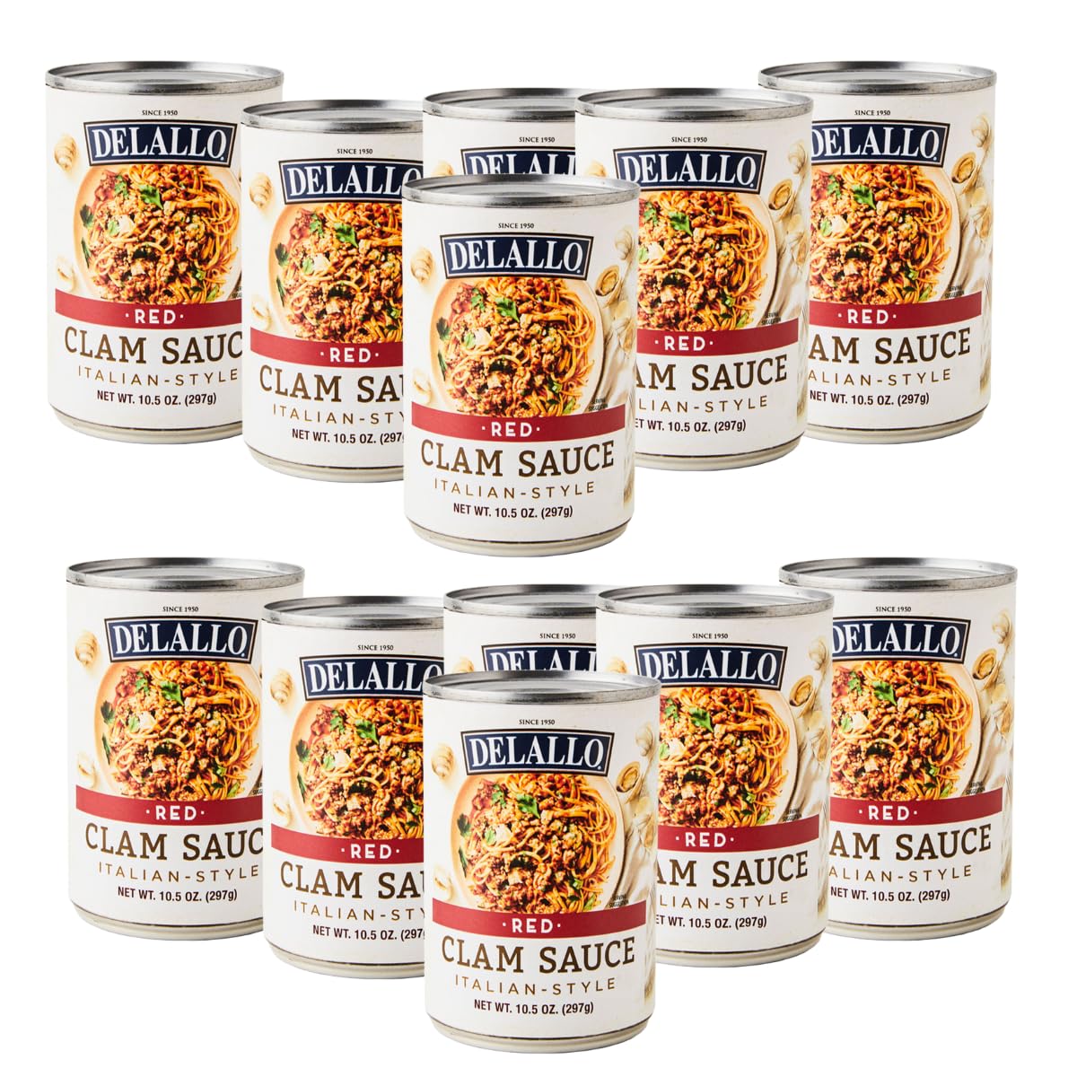 DeLallo Italian Red Clam Sauce, 10.5 Ounce Can, 12 Pack, Made with Fresh Sea Clams, Dairy Free