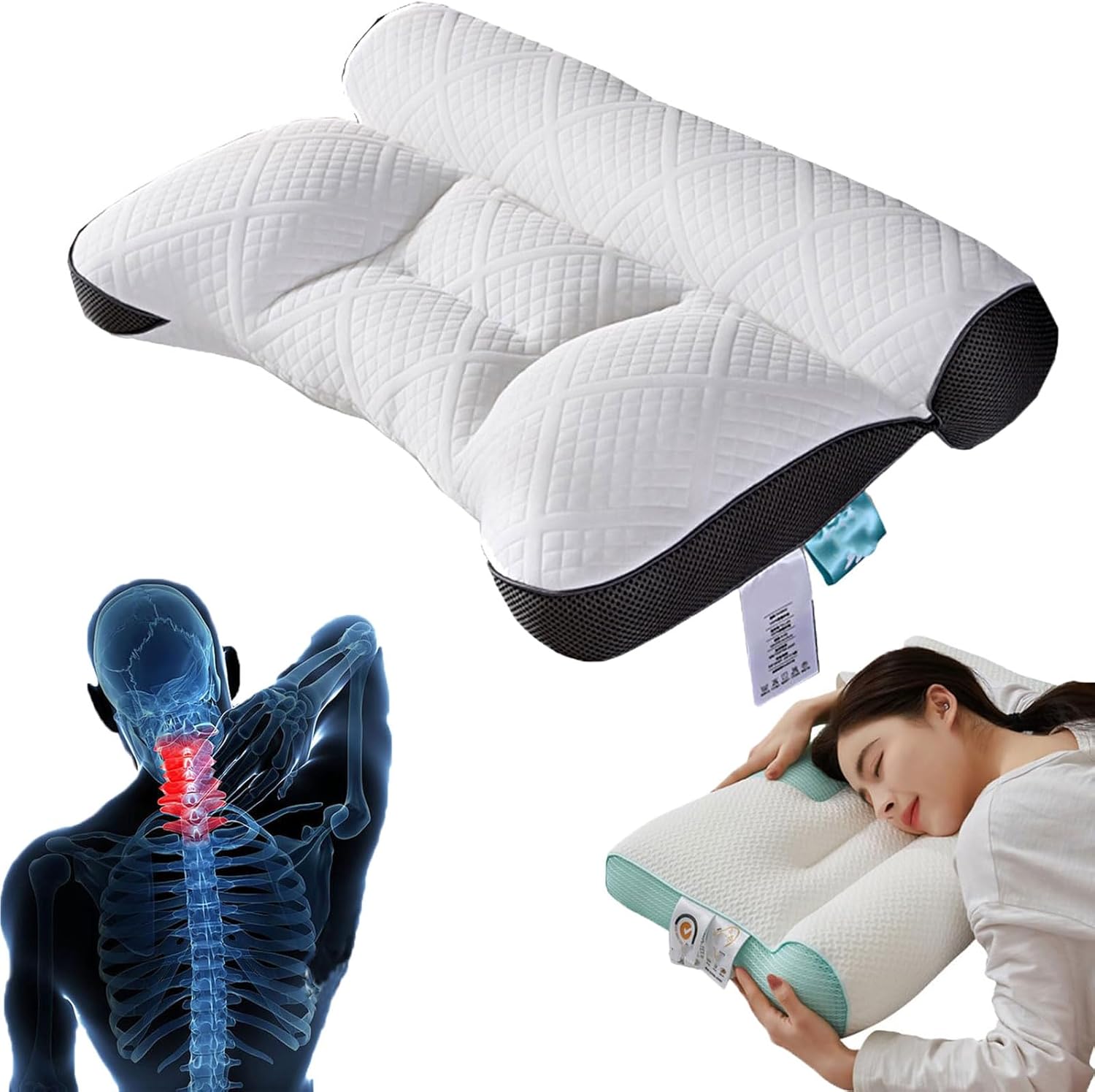 Cervical Support Comfortable Goose Down Pillow, Memory Foam