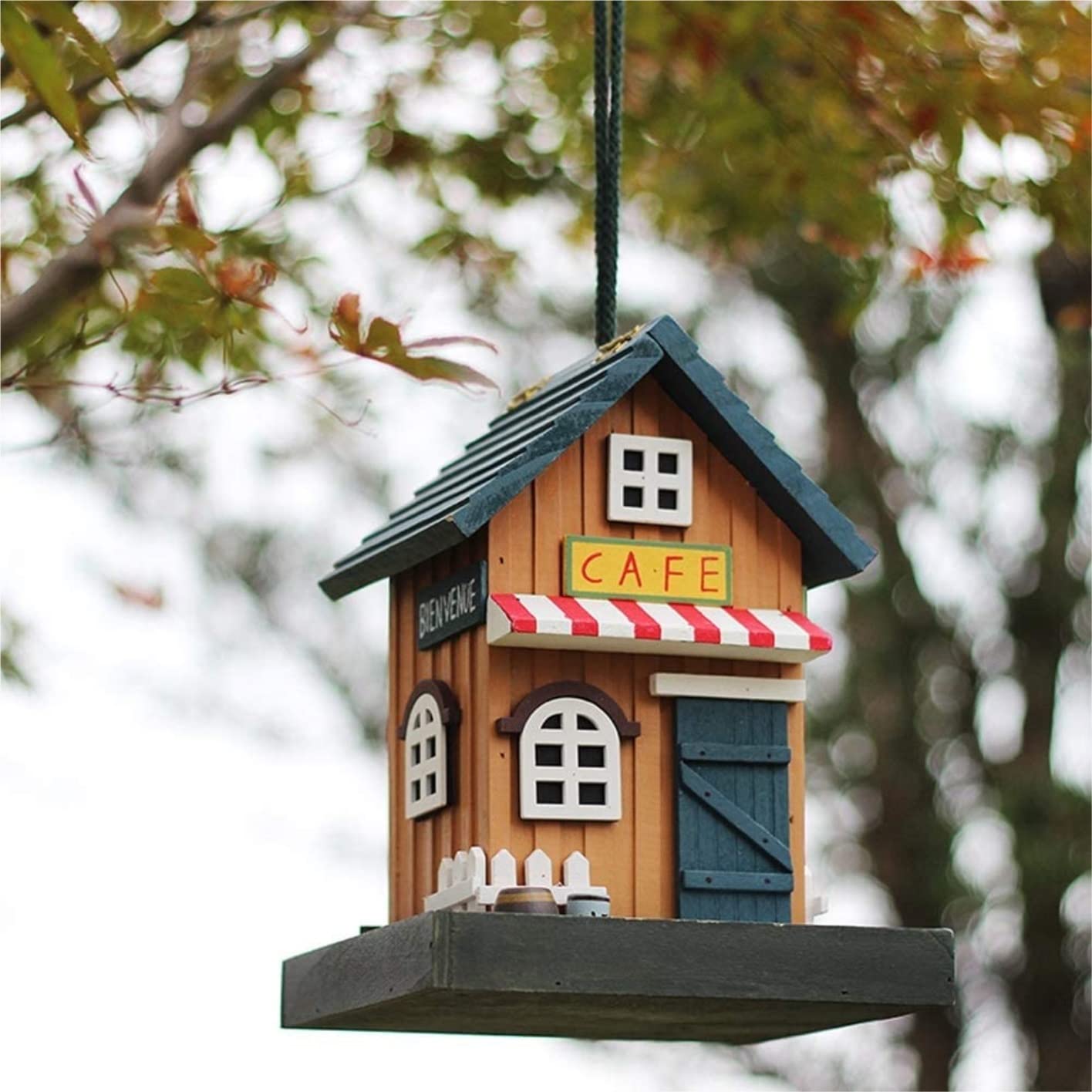 Vogelfutterhaus Garten Holz-Vogelhäuschen, Langlebig, Für Aufhängen, Villa-Typ, Wildvogelhäuschen, Outdoor-Gartengeschenke Futterhaus Für Vögel Balkon