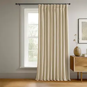 HPD Half Price Drapes Signature Velvet Thermal Blackout Curtains for Living Room 84 Inch Long (1 Panel) Rod Pocket Insulated Blackout Curtains for Bedroom Window Curtains, 100W x 84L, Neutral Ground