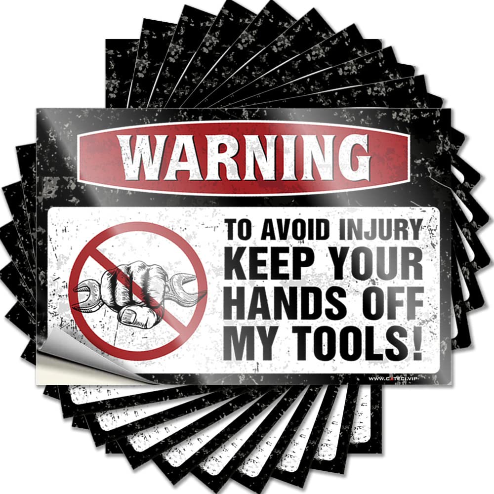 Sticker Core Vintage Decor Helmet Warning to Avoid Injury Keep Your Hands Off My Tools ! - No Residue Decals for Interior(8X12CM)