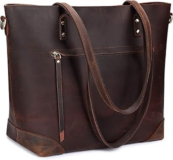 S-ZONE Vintage Genuine Leather Shoulder Bag Work Totes for Women Large