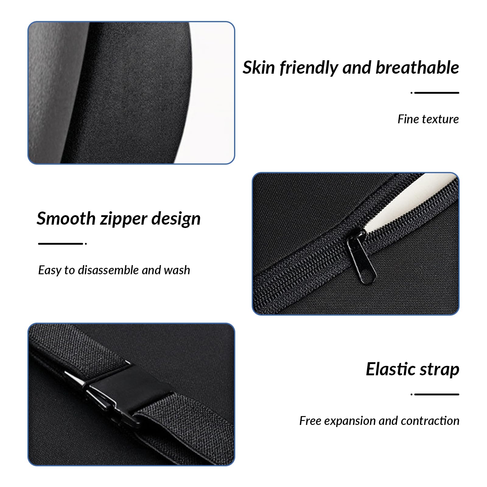 Coussin de soutien lombaire et appuie-tête de voiture ergonomique en mousse à mémoire de forme et housse amovible respirante pour soulager les douleurs au cou et au dos, noir
