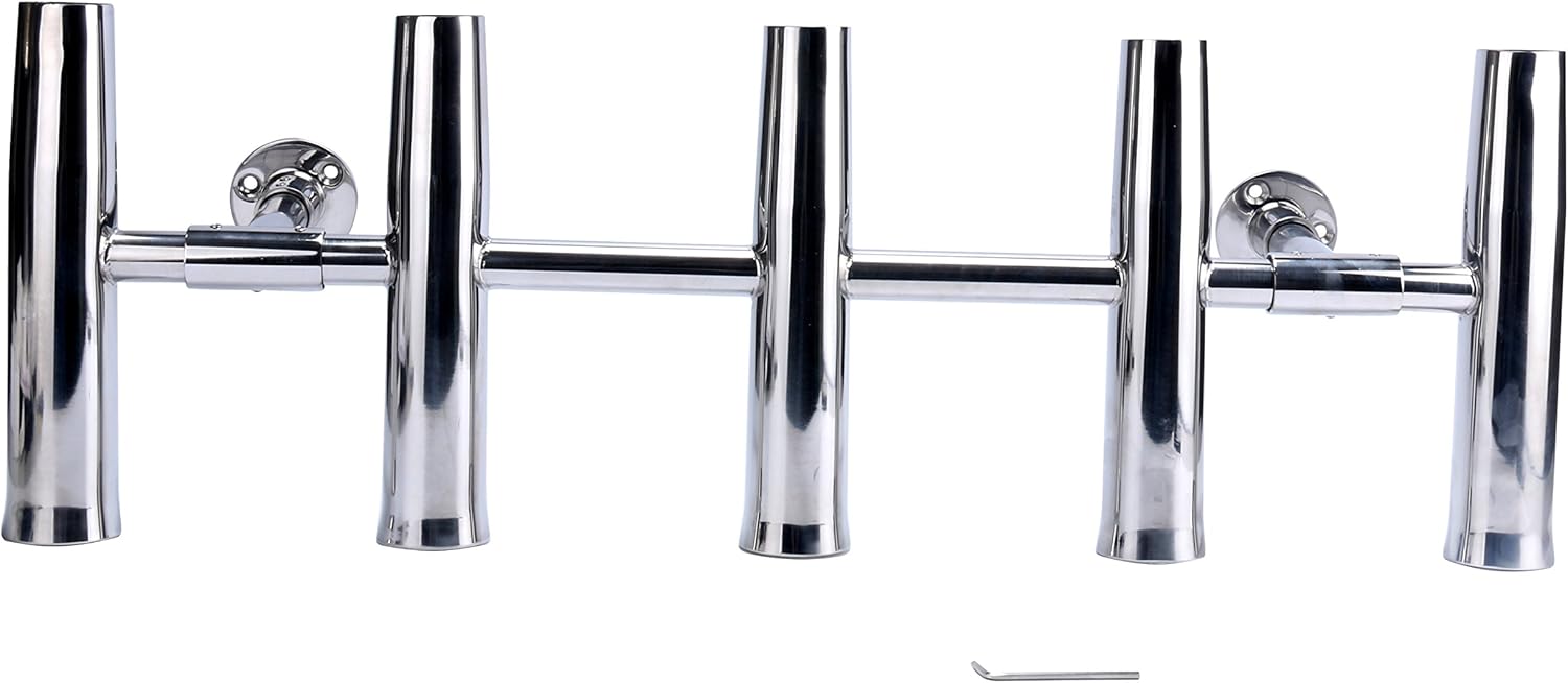 Amarine Made 5 Tube Adjustable Stainless Rocket Launcher Rod Holders , Can Be Rotated 360 Deg