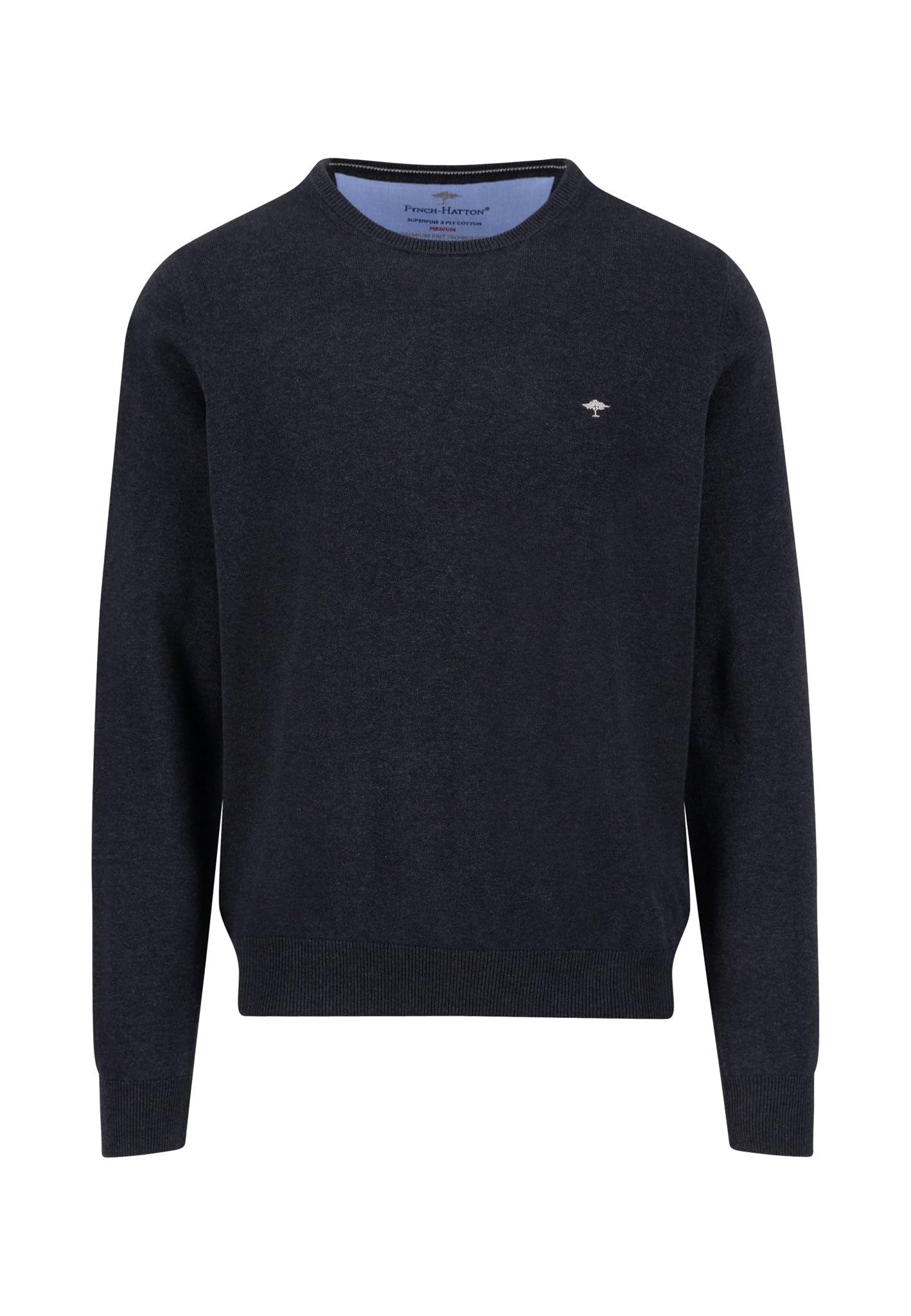 FYNCH-HATTON Fine Knit Crew Neck Jumper, charcoal, XL