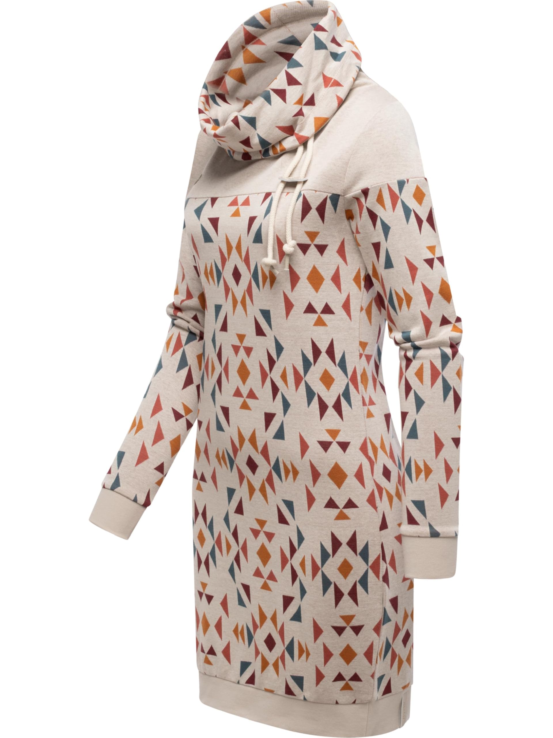 Ragwear Damska sukienka z długim rękawem, elegancka sukienka na czas wolny z kołnierzem z kołnierzem w stylu azteckim, Chlloe Aztec YOUMODO XS-6XL