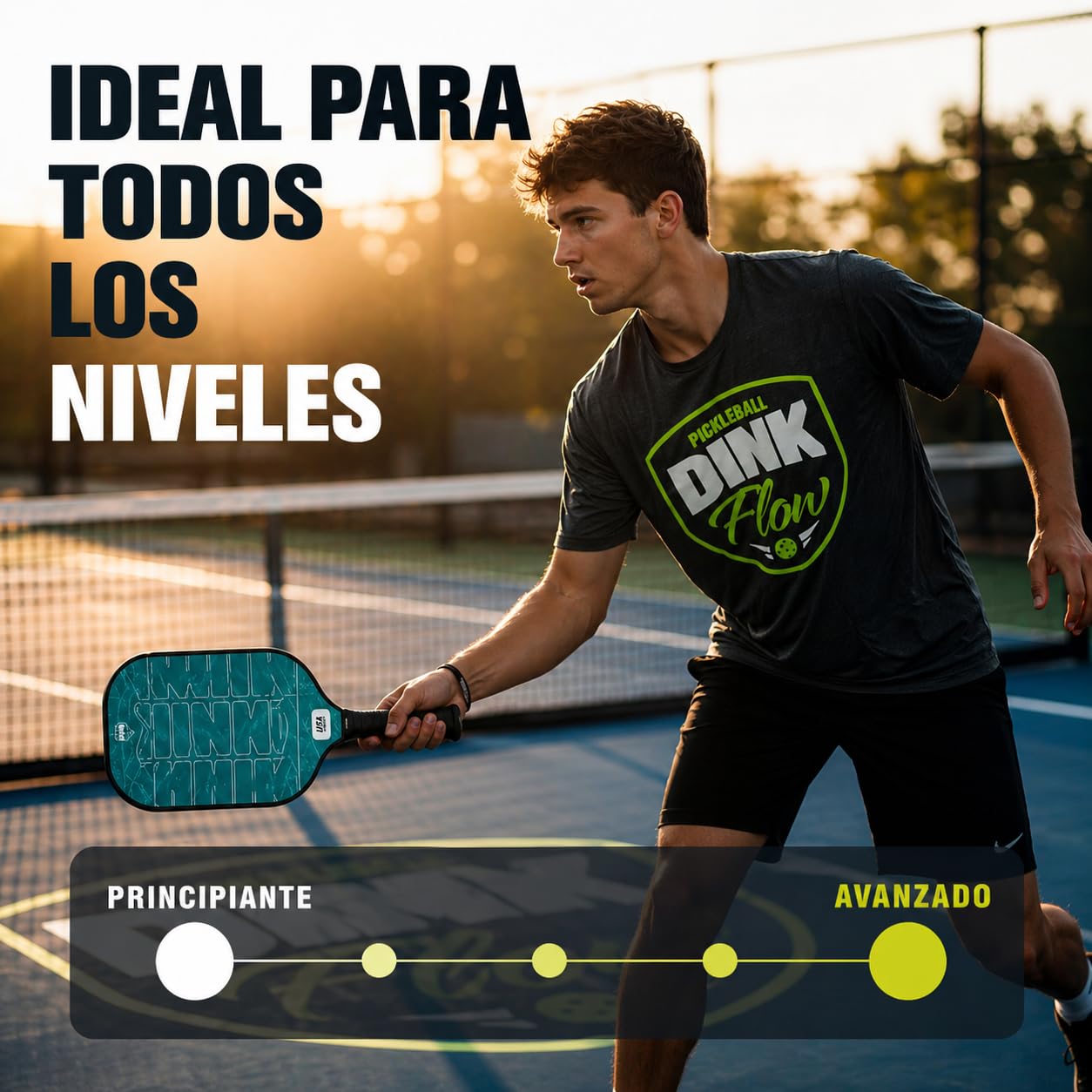 Pickleball Set Profesional – 2 Palas Pickleball de Fibra de Carbono + 4 Pelotas + Bolsa - Raquetas Pickleball Ligeras Antivibración - Pala Pickleball para Interior y Exterior