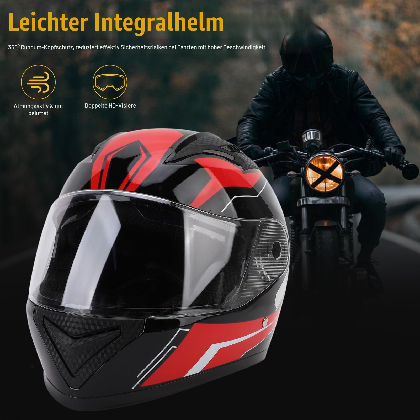 Integralhelm, einzigartiges Design, Leichter Fahrradhelm, atmungsaktive Baumwollschicht, Abnehmbarer Fleece-Halswärmer für Kopfumfänge von 54–61 cm